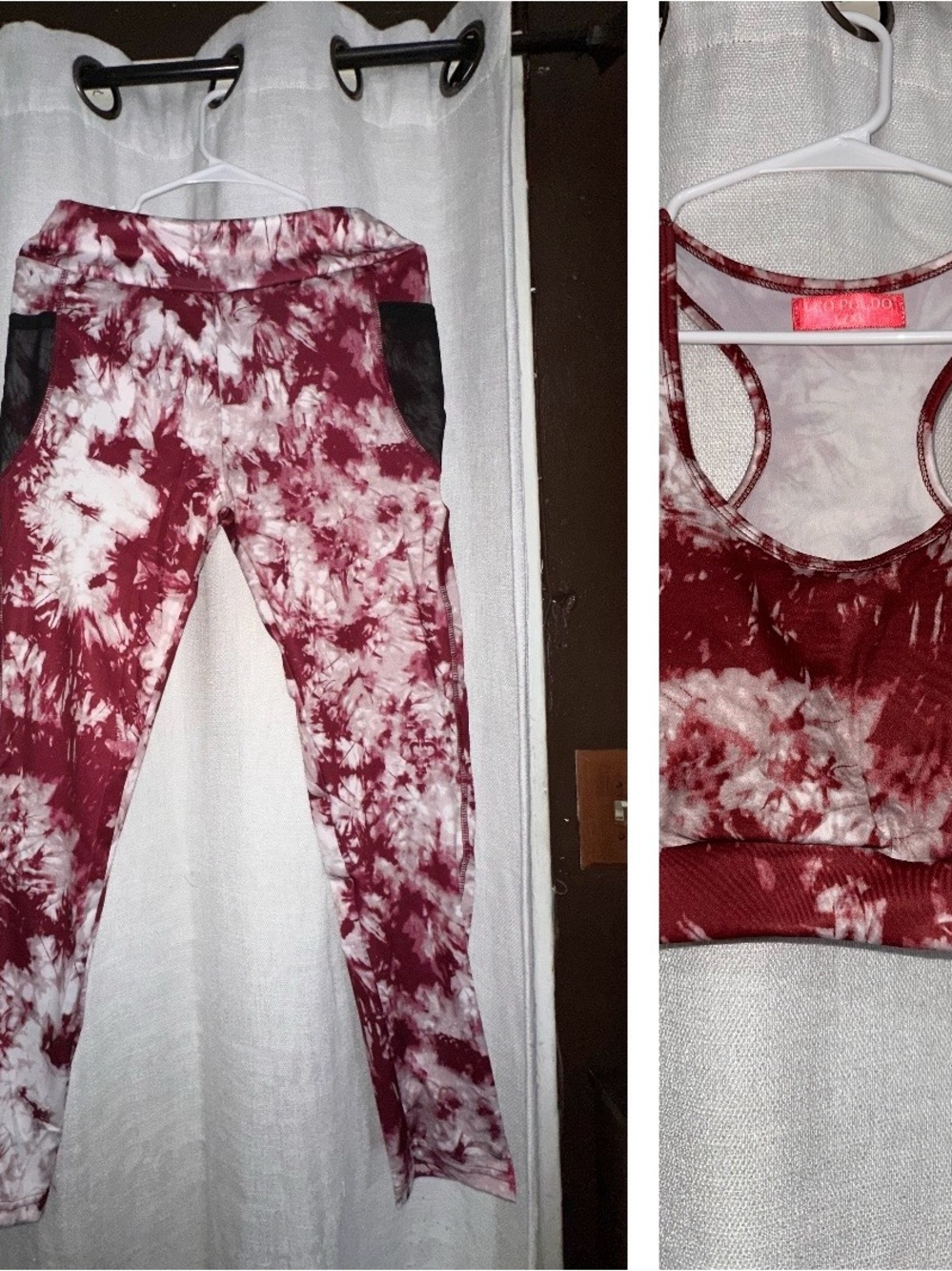Tie-Dye Burgundy & White Active Leggings - and Sport Top